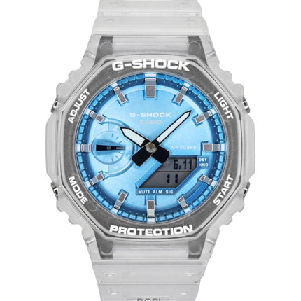 Casio G-Shock analoginen digitaalinen hartsiranneke sinisellä kellotaululla GA-2100BM-7A2 200M unisex-kello
