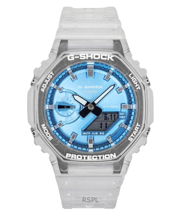 Casio G-Shock analoginen digitaalinen hartsiranneke sinisellä kellotaululla GA-2100BM-7A2 200M unisex-kello