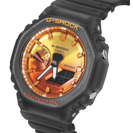 Casio G-Shock analoginen digitaalinen hartsiranneke oranssilla kellotaululla kvartsi GA-2100FLS-8A4 200M miesten kello