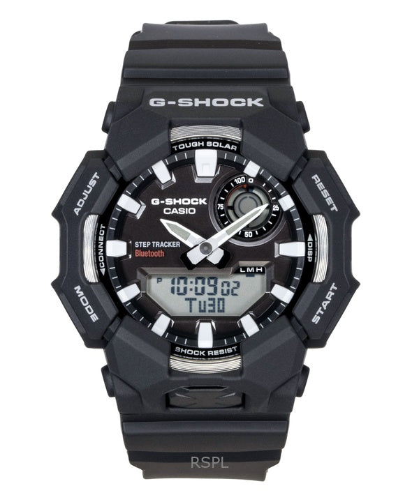 Casio G-Shock analoginen digitaalinen älypuhelinlinkki biopohjaisella hartsilla, mustalla kellotaululla, aurinkokennolla, GA-B010-1A 200M miesten kello
