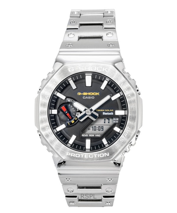 Casio G-Shock GM-B2100SD-1C - täysmetallinen analoginen digitaalinen älypuhelinlinkki ruostumattomasta teräksestä, musta kellotaulu, aurinkokenno, miesten kello