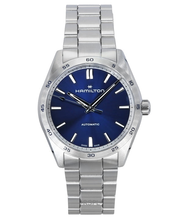 Hamilton Jazzmaster Performer ruostumattomasta teräksestä valmistettu sininen kellotaulu automaattinen H36215140 100M miesten kello