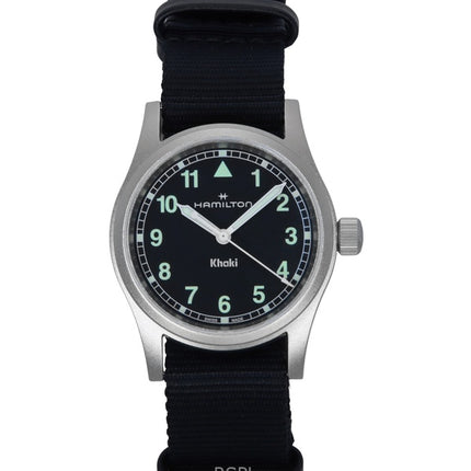 Hamilton Khaki Field tekstiilihihna musta kellotaulu kvartsi H69301430 unisex kello