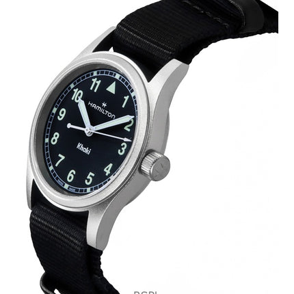 Hamilton Khaki Field tekstiilihihna musta kellotaulu kvartsi H69301430 unisex kello
