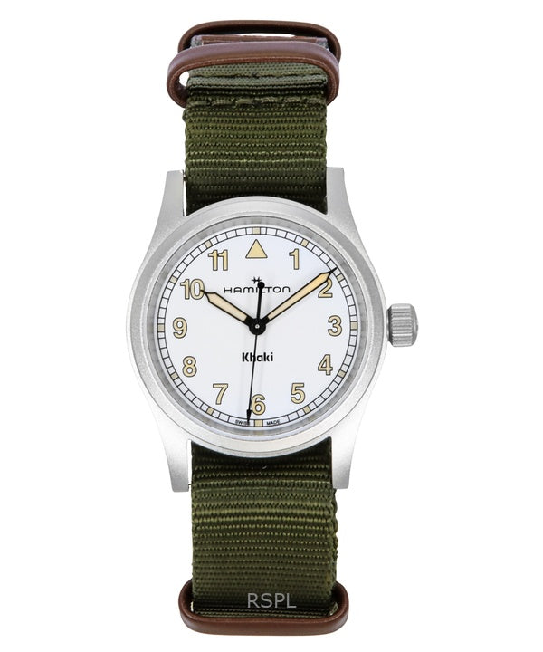 Hamilton Khaki Field tekstiilihihna valkoinen kellotaulu kvartsi H69301910 unisex kello