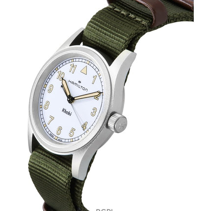 Hamilton Khaki Field tekstiilihihna valkoinen kellotaulu kvartsi H69301910 unisex kello