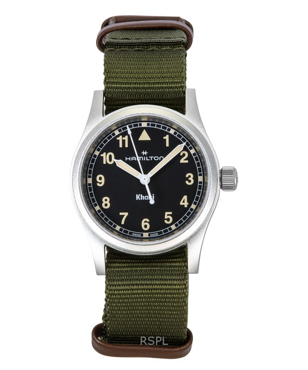 Hamilton Khaki Field tekstiilihihna musta kellotaulu kvartsi H69301930 unisex kello