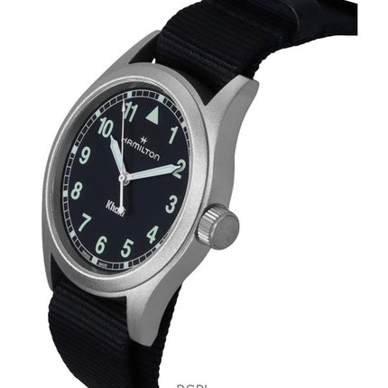 Hamilton Khaki Field -tekstiiliranneke, musta kellotaulu, kvartsi, H69401430, unisex-kello