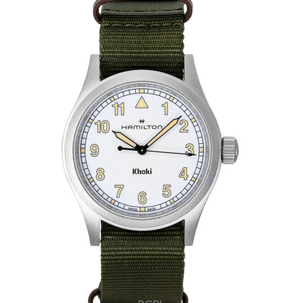 Hamilton Khaki Field tekstiilihihna valkoinen kellotaulu kvartsi H69401910 unisex kello