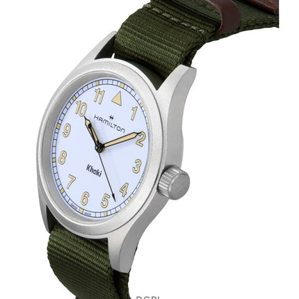 Hamilton Khaki Field tekstiilihihna valkoinen kellotaulu kvartsi H69401910 unisex kello