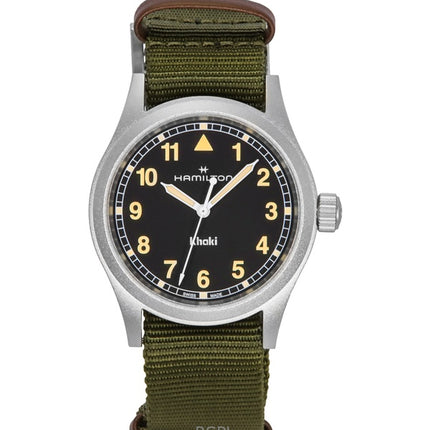 Hamilton Khaki Field -tekstiiliranneke, musta kellotaulu, kvartsi, H69401930, unisex-kello