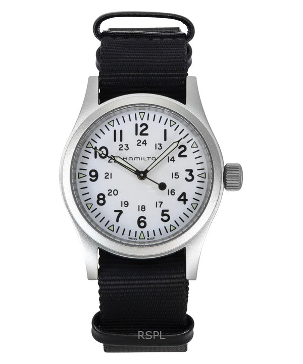 Hamilton Khaki Field tekstiilihihna valkoinen kellotaulu H69439910 miesten kello