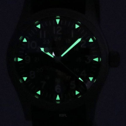Hamilton Khaki Field nailonhihna, musta kellotaulu, mekaaninen H69529933 miesten kello
