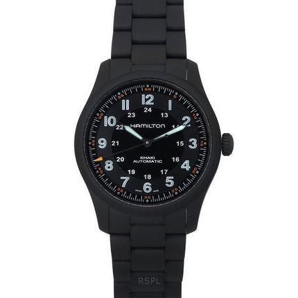 Hamilton Khaki Field PVD-pinnoitettu titaanimusta kellotaulu automaattinen H70215130 100M miesten kello
