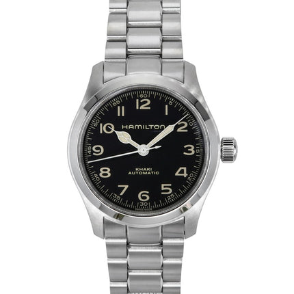 Hamilton Khaki Field Murph ruostumattomasta teräksestä valmistettu musta kellotaulu automaattinen H70405130 100M miesten kello