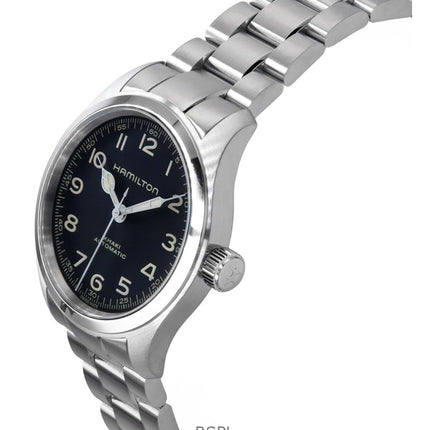 Hamilton Khaki Field Murph ruostumattomasta teräksestä valmistettu musta kellotaulu automaattinen H70405130 100M miesten kello