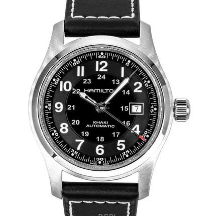 Hamilton Khaki-nahkahihnan musta kellotaulu automaattinen H70605733 100M miesten kello
