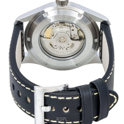 Hamilton Khaki-nahkahihnan musta kellotaulu automaattinen H70605733 100M miesten kello