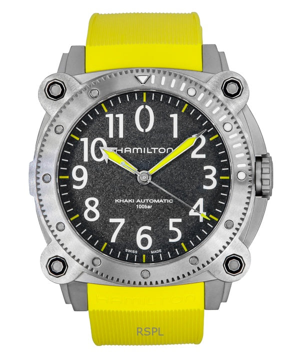 Hamilton Khaki Navy Belowzero -kumiranneke, harmaa soittaa, automaattinen sukeltajan H78535380 1000M miesten kello