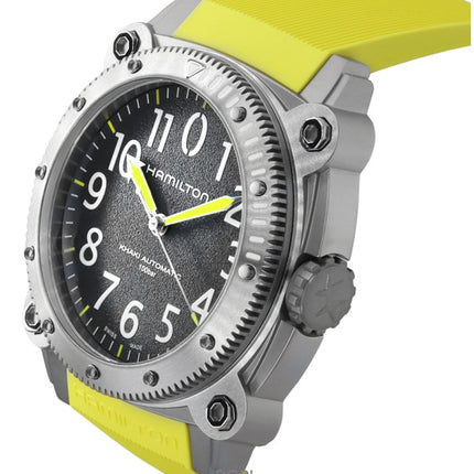 Hamilton Khaki Navy Belowzero -kumiranneke, harmaa soittaa, automaattinen sukeltajan H78535380 1000M miesten kello