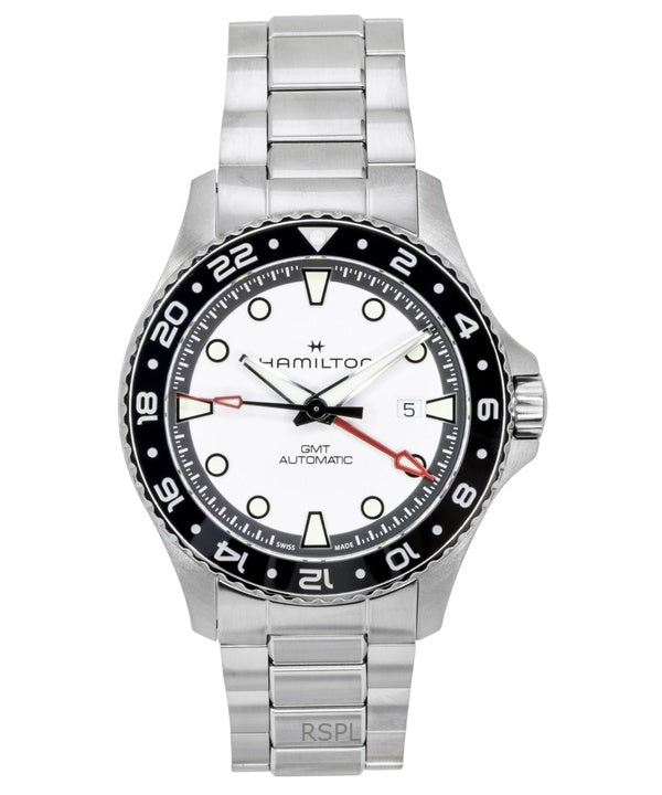 Hamilton Khaki Navy Scuba GMT ruostumattomasta teräksestä valmistettu hopeinen kellotaulu automaattinen sukeltajan H82555150 300M miesten kello