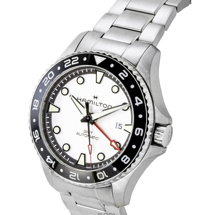 Hamilton Khaki Navy Scuba GMT ruostumattomasta teräksestä valmistettu hopeinen kellotaulu automaattinen sukeltajan H82555150 300M miesten kello