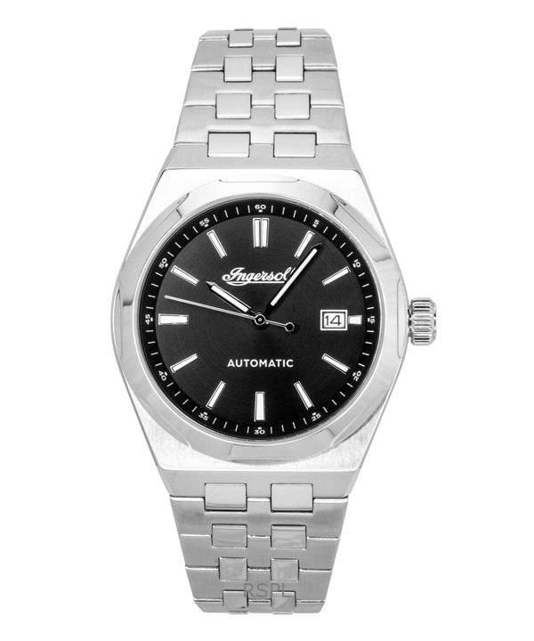 Ingersoll The Rider ruostumattomasta teräksestä valmistettu musta kellotaulu automaattinen I16801 miesten kello
