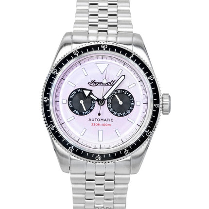 Ingersoll Outlaw ruostumattomasta teräksestä valmistettu vaaleanpunainen kellotaulu automaattinen I17201 miesten kello