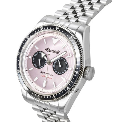 Ingersoll Outlaw ruostumattomasta teräksestä valmistettu vaaleanpunainen kellotaulu automaattinen I17201 miesten kello