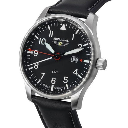 Iron Annie F13 Tempelhof Special Edition GMT nahkaranneke musta kellotaulu Quartz 56442 miesten kello