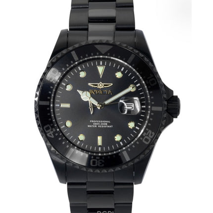Invicta Pro Diver Zager Exclusive ruostumattomasta teräksestä valmistettu musta kellotaulu kvartsi 23402 200M miesten kello