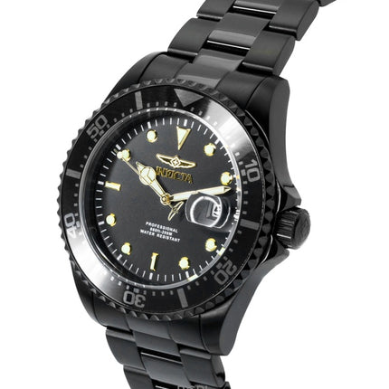 Invicta Pro Diver Zager Exclusive ruostumattomasta teräksestä valmistettu musta kellotaulu kvartsi 23402 200M miesten kello