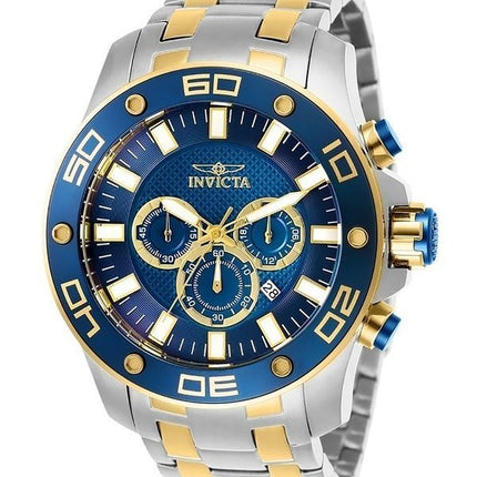 Invicta Pro Diver Scuba Chronograph kaksisävyinen ruostumaton teräs sininen kellotaulu kvartsi 26082 100M miesten kello