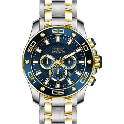 Invicta Pro Diver Scuba Chronograph kaksisävyinen ruostumaton teräs sininen kellotaulu kvartsi 26082 100M miesten kello