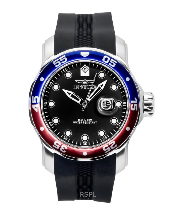 Invicta Pro Diver silikonirannekkeen mustalla kellotaululla Pepsi Bezel Quartz 45735 200M miesten kello