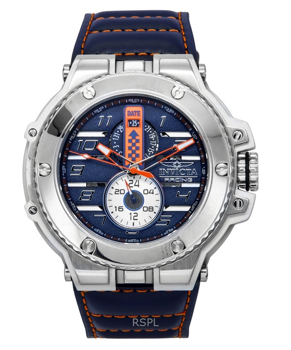 Invicta Racing Downforce GMT nahkaranneke Sininen kellotaulu kvartsi 47378 200M miesten kello