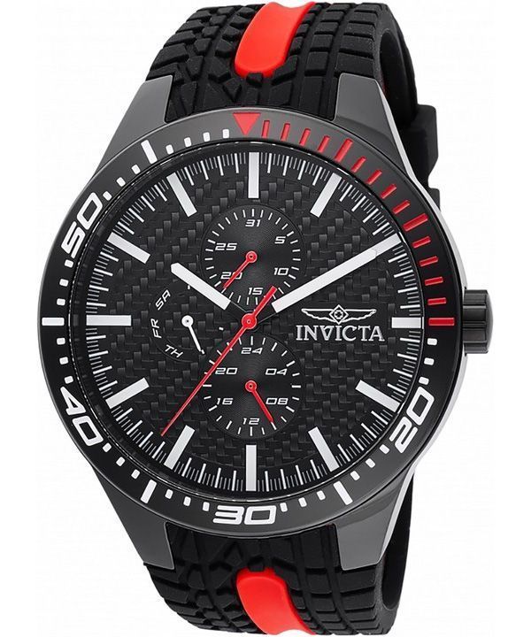 Invicta Racing GMT silikoniranneke musta kellotaulu kvartsi 47553 miesten kello