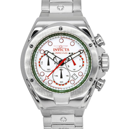 Invicta Racing Chronograph ruostumattomasta teräksestä valmistettu valkoinen kellotaulu kvartsi 47746 miesten kello