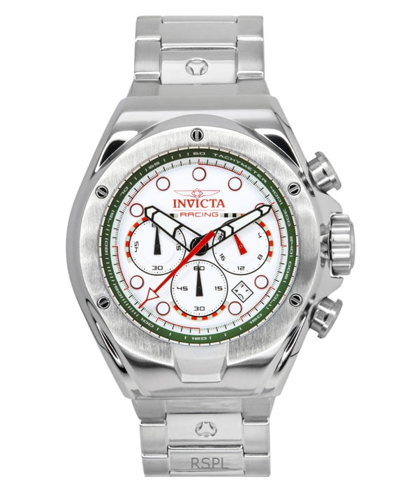 Invicta Racing Chronograph ruostumattomasta teräksestä valmistettu valkoinen kellotaulu kvartsi 47746 miesten kello