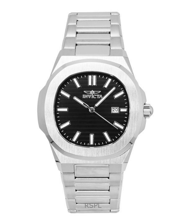 Invicta Speedway ruostumattomasta teräksestä valmistettu musta kellotaulu kvartsi 48319 miesten kello