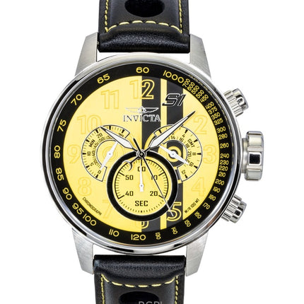 Invicta S1 Rally Chronograph GMT nahkaranneke keltainen ja musta kellotaulu kvartsi 48616 100M miesten kello