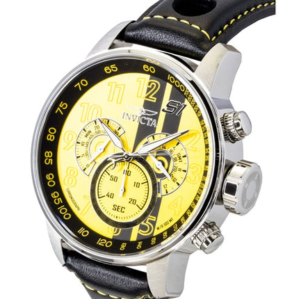 Invicta S1 Rally Chronograph GMT nahkaranneke keltainen ja musta kellotaulu kvartsi 48616 100M miesten kello