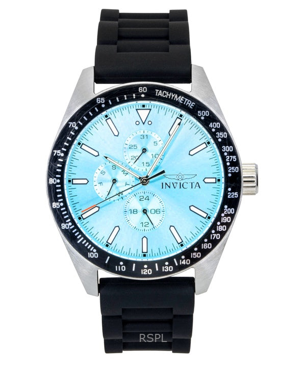Invicta Aviator silikonirannekkeen vaaleansininen kellotaulu kvartsi 48856 100M miesten kello