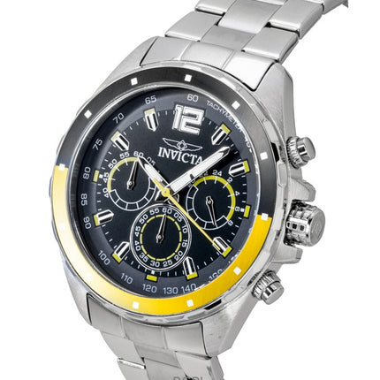 Invicta Speedway Chronograph GMT ruostumattomasta teräksestä valmistettu musta kellotaulu kvartsi 49365 miesten kello