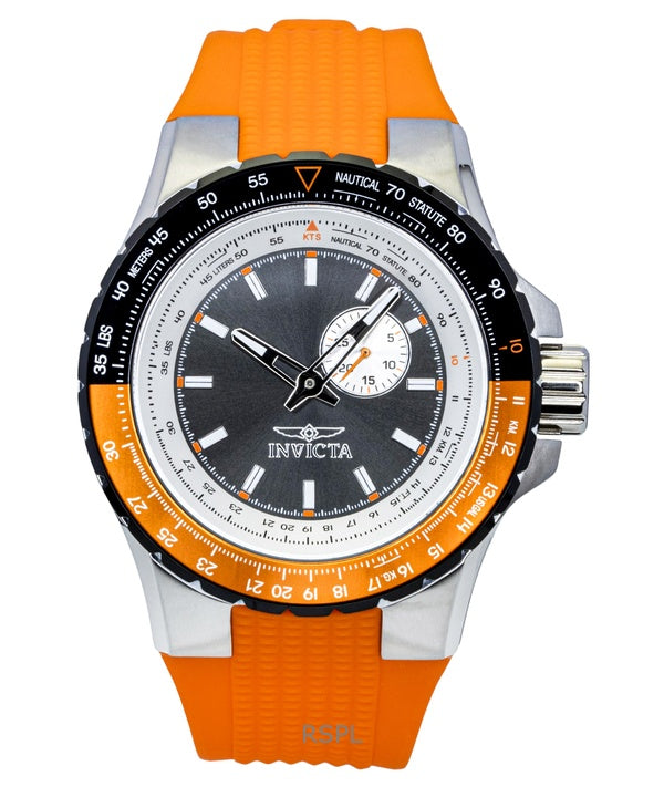 Invicta Aviator oranssi silikoniranneke asemetallinvärisellä taululla kvartsi 49721 100M miesten kello