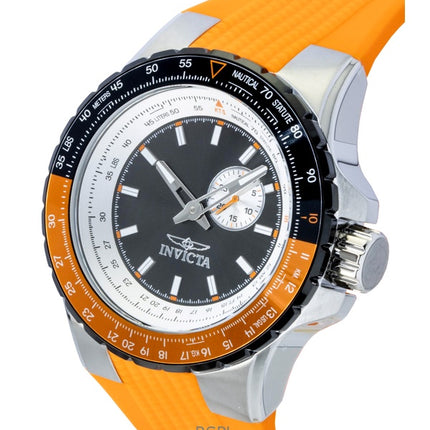 Invicta Aviator oranssi silikoniranneke asemetallinvärisellä taululla kvartsi 49721 100M miesten kello
