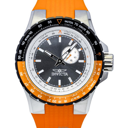 Invicta Aviator oranssi silikoniranneke asemetallinvärisellä taululla kvartsi 49721 100M miesten kello