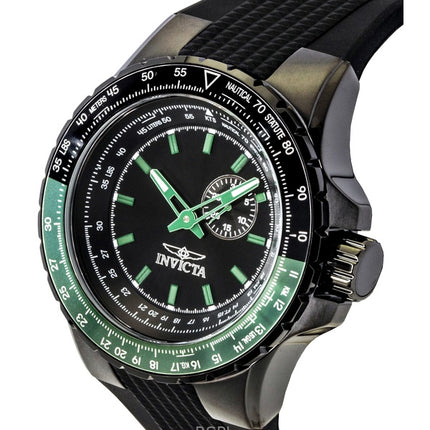 Invicta Aviator musta silikoniranneke mustalla kellotaululla kvartsi 49731 100M miesten kello