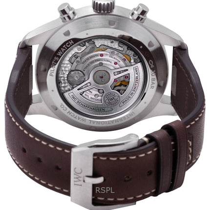 IWC Pilots Chronograph -nahkahihnan vihreä soittaa -automaattinen IW378005 100M miesten kello