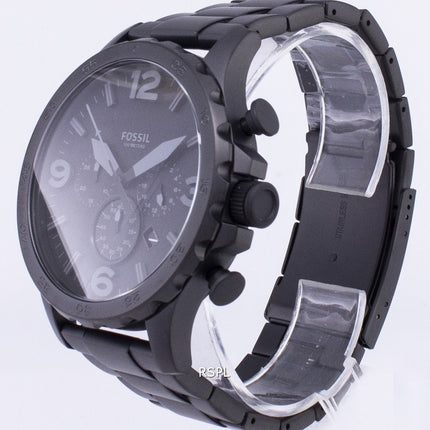 Fossiilisten Nate Chronograph Black Dial musta ioni päällystetty JR1401 Miesten kello
